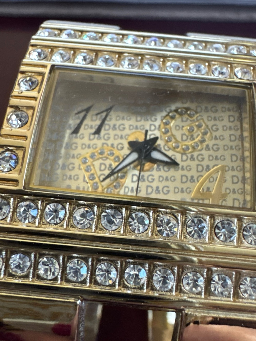 D&G Gold-tone Crystal Accent Bracelet Watch